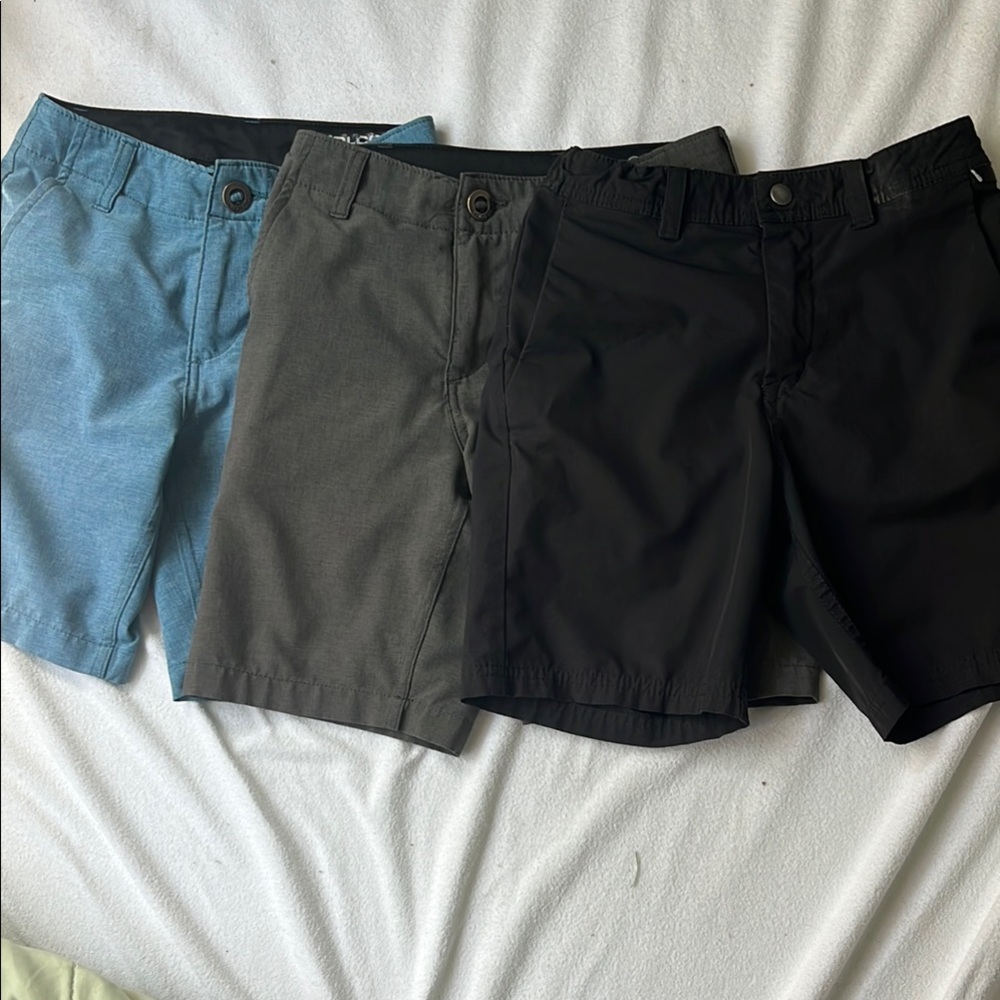 Volcom Boys Shorts - 3 pairs - Black, Gray, Blue size 22 and 7